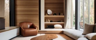 Interior of a harmonious private house with natural materials, balanced design, and cozy atmosphere